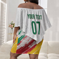 Cameroon Les Lionnes Indomptables Football Custom Off Shoulder Short Dress Toghu Pattern
