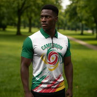 Cameroon Les Lionnes Indomptables Football Custom Zipper Polo Shirt Toghu Pattern