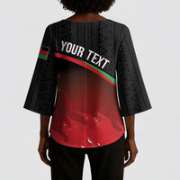 Malawi Football Personalized Blazing Fires Kimono Sleeve Blouse Scorchers Fighting
