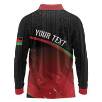 Malawi Football Personalized Blazing Fires Long Sleeve Polo Shirt Scorchers Fighting