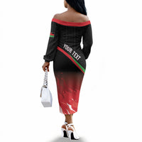 Malawi Football Personalized Blazing Fires Off The Shoulder Long Sleeve Dress Scorchers Fighting