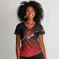 Malawi Football Personalized Blazing Fires Women V-Neck T-Shirt Scorchers Fighting