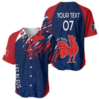 Personalised France Rugby Baseball Jersey 2023 World Cup Allez Les Bleus Grunge Style LT7 - Wonder Print Shop