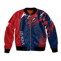 Personalised France Rugby Bomber Jacket 2023 World Cup Allez Les Bleus Grunge Style LT7 - Wonder Print Shop