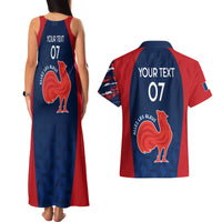 Personalised France Rugby Couples Matching Tank Maxi Dress and Hawaiian Shirt 2023 World Cup Allez Les Bleus Grunge Style LT7 - Wonder Print Shop