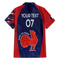 Personalised France Rugby Family Matching Short Sleeve Bodycon Dress and Hawaiian Shirt 2023 World Cup Allez Les Bleus Grunge Style - Wonder Print Shop