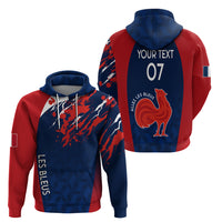 Personalised France Rugby Hoodie 2023 World Cup Allez Les Bleus Grunge Style - Wonder Print Shop