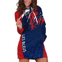 Personalised France Rugby Hoodie Dress 2023 World Cup Allez Les Bleus Grunge Style - Wonder Print Shop
