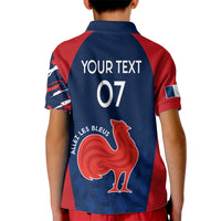 Personalised France Rugby Kid Polo Shirt 2023 World Cup Allez Les Bleus Grunge Style - Wonder Print Shop