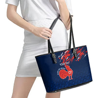 Personalised France Rugby Leather Tote Bag 2023 World Cup Allez Les Bleus Grunge Style - Wonder Print Shop