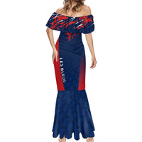 Personalised France Rugby Mermaid Dress 2023 World Cup Allez Les Bleus Grunge Style - Wonder Print Shop