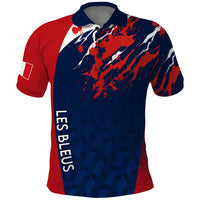 Personalised France Rugby Polo Shirt 2023 World Cup Allez Les Bleus Grunge Style - Wonder Print Shop
