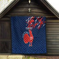 Personalised France Rugby Quilt 2023 World Cup Allez Les Bleus Grunge Style - Wonder Print Shop
