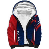 Personalised France Rugby Sherpa Hoodie 2023 World Cup Allez Les Bleus Grunge Style - Wonder Print Shop