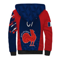 Personalised France Rugby Sherpa Hoodie 2023 World Cup Allez Les Bleus Grunge Style - Wonder Print Shop