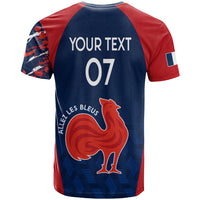 Personalised France Rugby T Shirt 2023 World Cup Allez Les Bleus Grunge Style - Wonder Print Shop