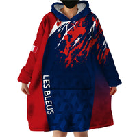 Personalised France Rugby Wearable Blanket Hoodie 2023 World Cup Allez Les Bleus Grunge Style - Wonder Print Shop