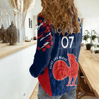 Personalised France Rugby Women Casual Shirt 2023 World Cup Allez Les Bleus Grunge Style - Wonder Print Shop