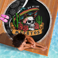 Mexico Day Of The Dead Beach Blanket Sombrero Sugar Skull With Roses LT7 - Wonder Print Shop