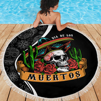 Mexico Day Of The Dead Beach Blanket Sombrero Sugar Skull With Roses LT7 - Wonder Print Shop