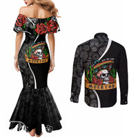 mexico-day-of-the-dead-couples-matching-mermaid-dress-and-long-sleeve-button-shirts-sombrero-sugar-skull-with-roses