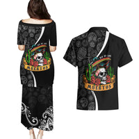 Mexico Day Of The Dead Couples Matching Puletasi Dress and Hawaiian Shirt Sombrero Sugar Skull With Roses LT7 - Wonder Print Shop