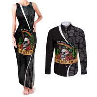 Mexico Day Of The Dead Couples Matching Tank Maxi Dress and Long Sleeve Button Shirts Sombrero Sugar Skull With Roses LT7 - Wonder Print Shop
