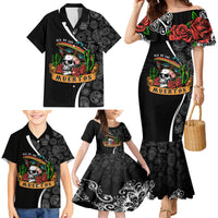 Mexico Day Of The Dead Family Matching Mermaid Dress and Hawaiian Shirt Sombrero Sugar Skull With Roses LT7 - Wonder Print Shop