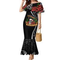 Mexico Day Of The Dead Family Matching Mermaid Dress and Hawaiian Shirt Sombrero Sugar Skull With Roses LT7 - Wonder Print Shop