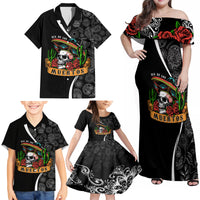 Mexico Day Of The Dead Family Matching Off Shoulder Maxi Dress and Hawaiian Shirt Sombrero Sugar Skull With Roses LT7 - Wonder Print Shop