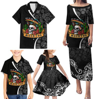 Mexico Day Of The Dead Family Matching Puletasi Dress and Hawaiian Shirt Sombrero Sugar Skull With Roses - Wonder Print Shop