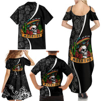 Mexico Day Of The Dead Family Matching Summer Maxi Dress and Hawaiian Shirt Sombrero Sugar Skull With Roses - Wonder Print Shop
