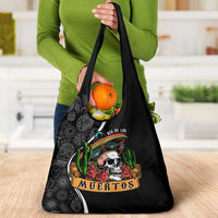 Mexico Day Of The Dead Grocery Bag Sombrero Sugar Skull With Roses
