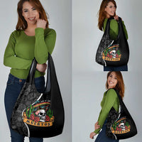 Mexico Day Of The Dead Grocery Bag Sombrero Sugar Skull With Roses