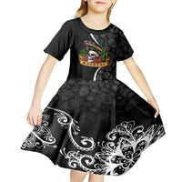 Mexico Day Of The Dead Kid Short Sleeve Dress Sombrero Sugar Skull With Roses - Wonder Print Shop