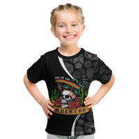 Mexico Day Of The Dead Kid T Shirt Sombrero Sugar Skull With Roses - Wonder Print Shop