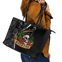 Mexico Day Of The Dead Leather Tote Bag Sombrero Sugar Skull With Roses - Wonder Print Shop