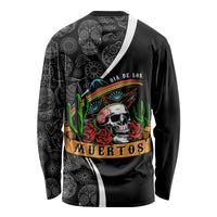 Mexico Day Of The Dead Long Sleeve Shirt Sombrero Sugar Skull With Roses - Wonder Print Shop