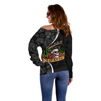 Mexico Day Of The Dead Off Shoulder Sweater Sombrero Sugar Skull With Roses - Wonder Print Shop