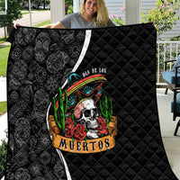 Mexico Day Of The Dead Quilt Sombrero Sugar Skull With Roses - Wonder Print Shop