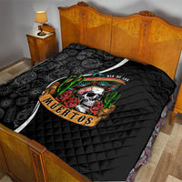 Mexico Day Of The Dead Quilt Sombrero Sugar Skull With Roses - Wonder Print Shop