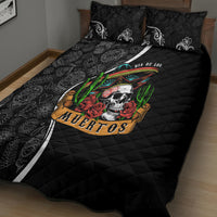 Mexico Day Of The Dead Quilt Bed Set Sombrero Sugar Skull With Roses - Wonder Print Shop