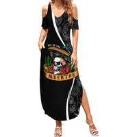 Mexico Day Of The Dead Summer Maxi Dress Sombrero Sugar Skull With Roses - Wonder Print Shop