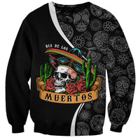 Mexico Day Of The Dead Sweatshirt Sombrero Sugar Skull With Roses - Wonder Print Shop