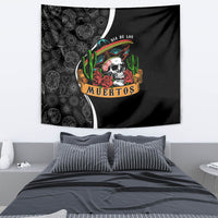 Mexico Day Of The Dead Tapestry Sombrero Sugar Skull With Roses - Wonder Print Shop
