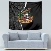 Mexico Day Of The Dead Tapestry Sombrero Sugar Skull With Roses - Wonder Print Shop