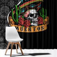 Mexico Day Of The Dead Window Curtain Sombrero Sugar Skull With Roses - Wonder Print Shop