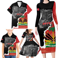 Personalized Haiti First Black Republic 1804 Family Matching Long Sleeve Bodycon Dress and Hawaiian Shirt Ayiti Citadel Laferriere