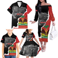 Personalized Haiti First Black Republic 1804 Family Matching Off The Shoulder Long Sleeve Dress and Hawaiian Shirt Ayiti Citadel Laferriere