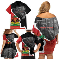 Personalized Haiti First Black Republic 1804 Family Matching Off Shoulder Short Dress and Hawaiian Shirt Ayiti Citadel Laferriere
